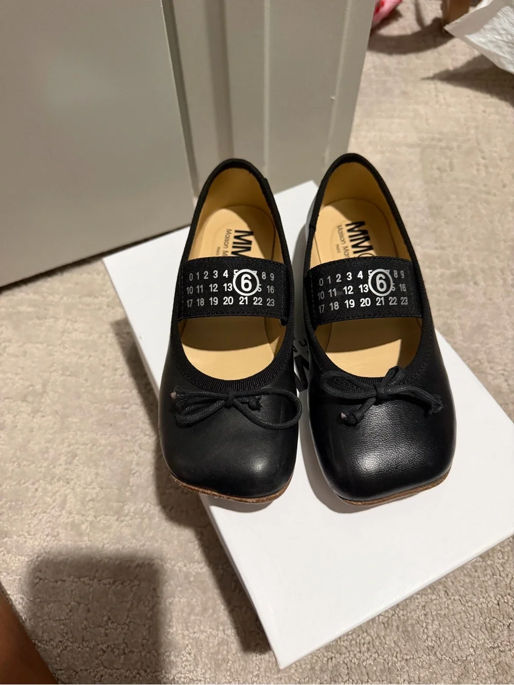 Maison Martin Margiela Black Kids Mary Jane Ballet Flats with Logo Strap